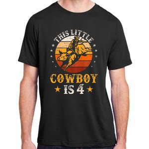 Bull Riding 4th Birthday Boy 4 Year Old Western Cowboy Rodeo Adult ChromaSoft Performance T-Shirt