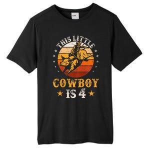 Bull Riding 4th Birthday Boy 4 Year Old Western Cowboy Rodeo Tall Fusion ChromaSoft Performance T-Shirt