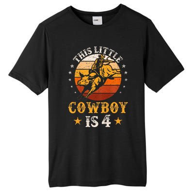 Bull Riding 4th Birthday Boy 4 Year Old Western Cowboy Rodeo Tall Fusion ChromaSoft Performance T-Shirt