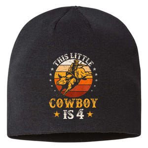 Bull Riding 4th Birthday Boy 4 Year Old Western Cowboy Rodeo Sustainable Beanie