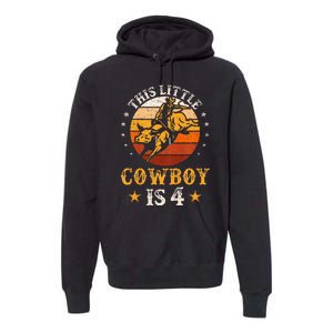 Bull Riding 4th Birthday Boy 4 Year Old Western Cowboy Rodeo Premium Hoodie