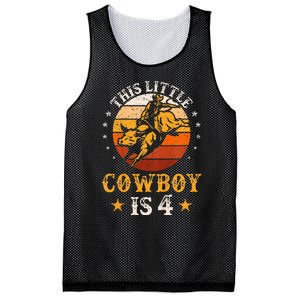 Bull Riding 4th Birthday Boy 4 Year Old Western Cowboy Rodeo Mesh Reversible Basketball Jersey Tank