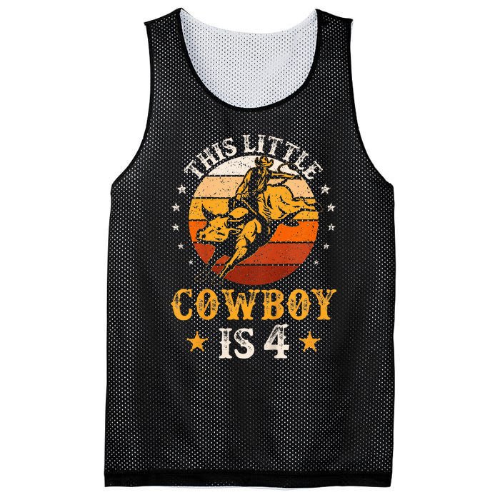 Bull Riding 4th Birthday Boy 4 Year Old Western Cowboy Rodeo Mesh Reversible Basketball Jersey Tank