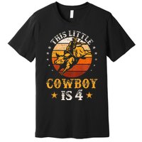 Bull Riding 4th Birthday Boy 4 Year Old Western Cowboy Rodeo Premium T-Shirt