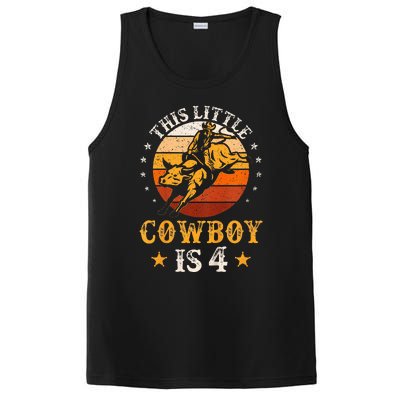 Bull Riding 4th Birthday Boy 4 Year Old Western Cowboy Rodeo PosiCharge Competitor Tank