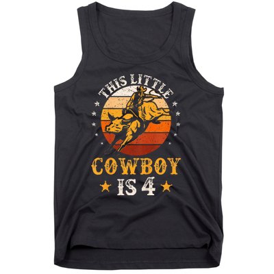 Bull Riding 4th Birthday Boy 4 Year Old Western Cowboy Rodeo Tank Top