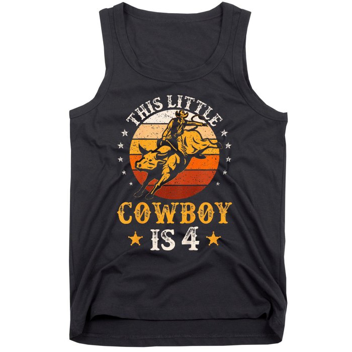 Bull Riding 4th Birthday Boy 4 Year Old Western Cowboy Rodeo Tank Top