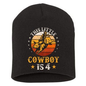 Bull Riding 4th Birthday Boy 4 Year Old Western Cowboy Rodeo Short Acrylic Beanie