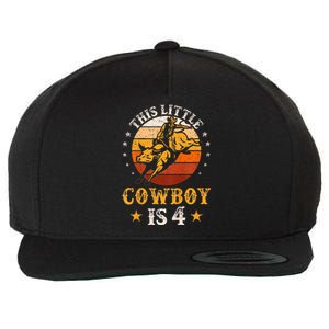 Bull Riding 4th Birthday Boy 4 Year Old Western Cowboy Rodeo Wool Snapback Cap