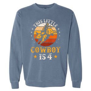 Bull Riding 4th Birthday Boy 4 Year Old Western Cowboy Rodeo Garment-Dyed Sweatshirt