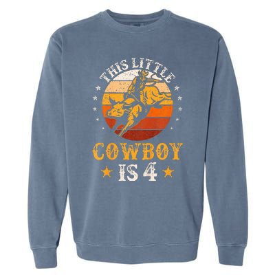 Bull Riding 4th Birthday Boy 4 Year Old Western Cowboy Rodeo Garment-Dyed Sweatshirt