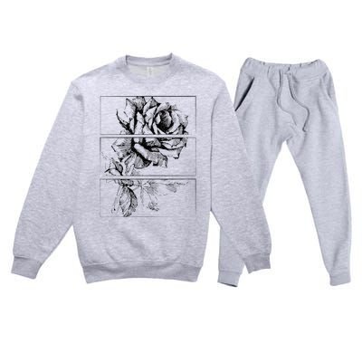 Black Roses Aesthetic Clothing Soft Grunge Clothes Goth Punk Premium Crewneck Sweatsuit Set