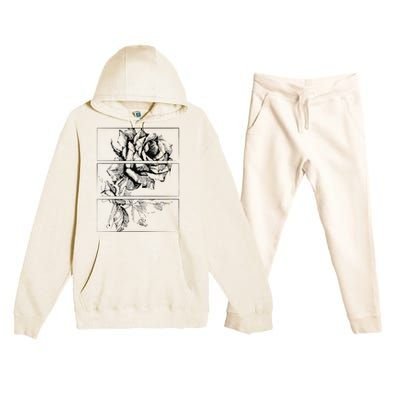 Black Roses Aesthetic Clothing Soft Grunge Clothes Goth Punk Premium Hooded Sweatsuit Set