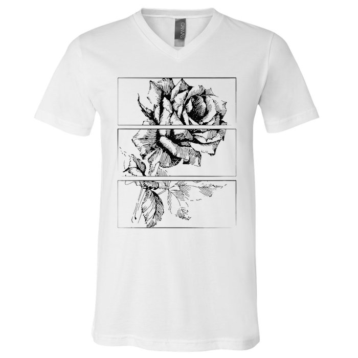 Black Roses Aesthetic Clothing Soft Grunge Clothes Goth Punk V-Neck T-Shirt