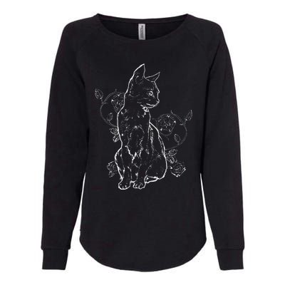 Black Roses Alt Aesthetic Nu Goth N Goth Cat Womens California Wash Sweatshirt