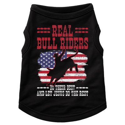 Bull Riding American Flag Rodeo Patriotic Christian Rider Doggie Tank