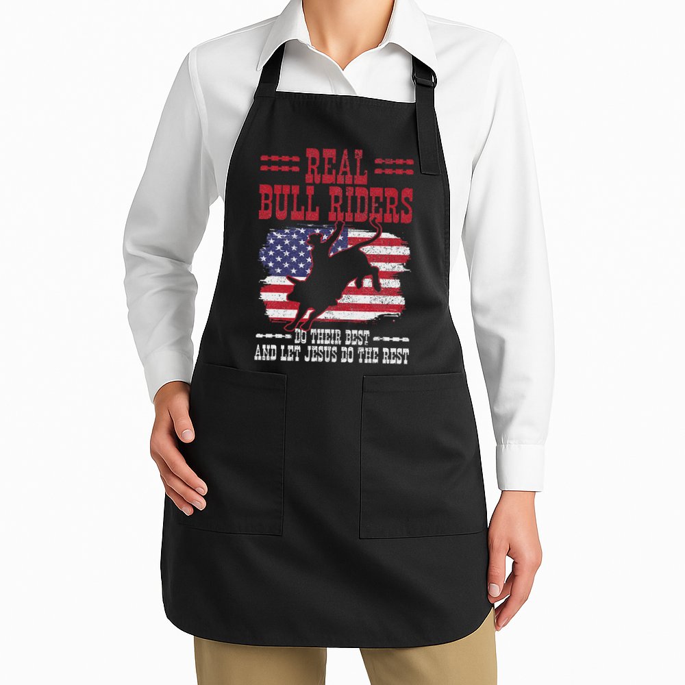 Bull Riding American Flag Rodeo Patriotic Christian Rider Apron