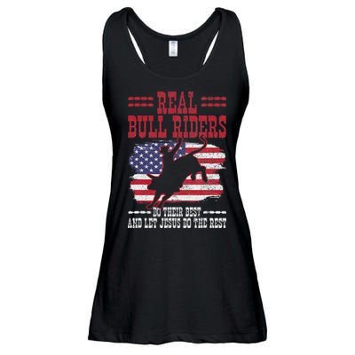 Bull Riding American Flag Rodeo Patriotic Christian Rider Ladies Essential Flowy Tank