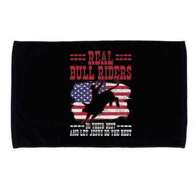 Bull Riding American Flag Rodeo Patriotic Christian Rider Microfiber Hand Towel