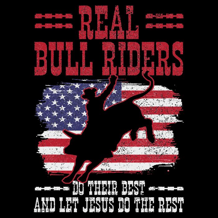 Bull Riding American Flag Rodeo Patriotic Christian Rider Women's V-Neck T-Shirt