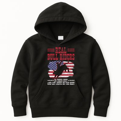 Bull Riding American Flag Rodeo Patriotic Christian Rider Kids Hoodie