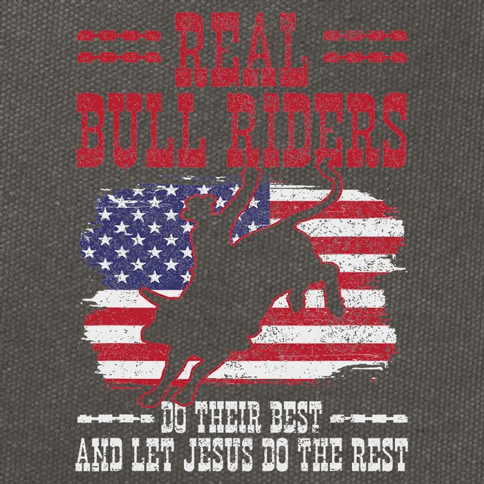 Bull Riding American Flag Rodeo Patriotic Christian Rider Cotton Canvas Backpack