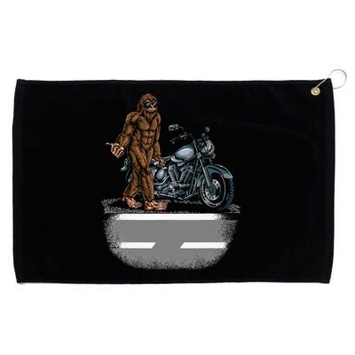 Bigfoot Riding A Motorcycle Bike Trying To Hitch A Ride Home Grommeted Golf Towel