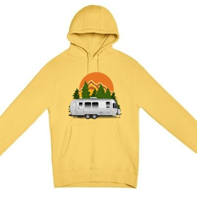 Beautiful Retro Airstream Camping Trailer Tee Dults Gift Premium Pullover Hoodie