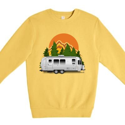 Beautiful Retro Airstream Camping Trailer Tee Dults Gift Premium Crewneck Sweatshirt