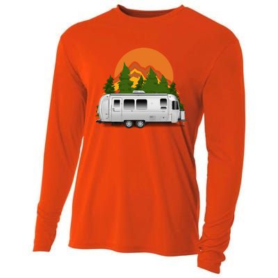 Beautiful Retro Airstream Camping Trailer Tee Dults Gift Cooling Performance Long Sleeve Crew