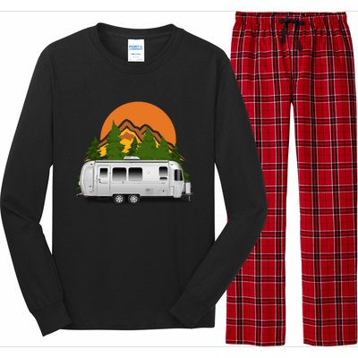 Beautiful Retro Airstream Camping Trailer Tee Dults Gift Long Sleeve Pajama Set