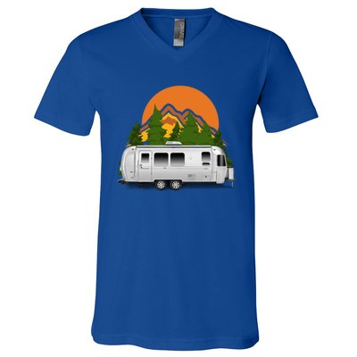 Beautiful Retro Airstream Camping Trailer Tee Dults Gift V-Neck T-Shirt