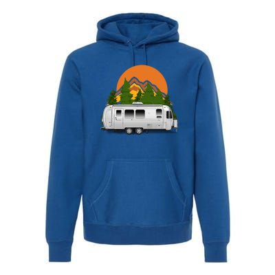 Beautiful Retro Airstream Camping Trailer Tee Dults Gift Premium Hoodie