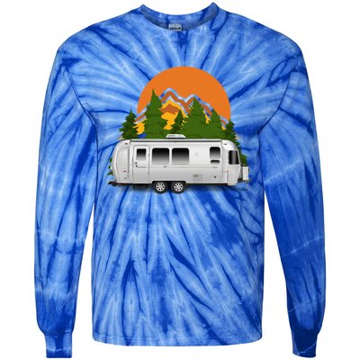 Beautiful Retro Airstream Camping Trailer Tee Dults Gift Tie-Dye Long Sleeve Shirt