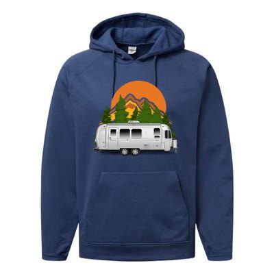 Beautiful Retro Airstream Camping Trailer Tee Dults Gift Performance Fleece Hoodie