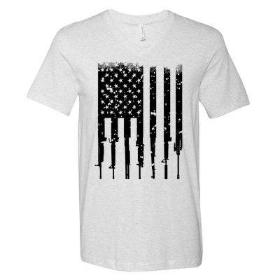 Bullet Riddled American Rifle Flag V-Neck T-Shirt