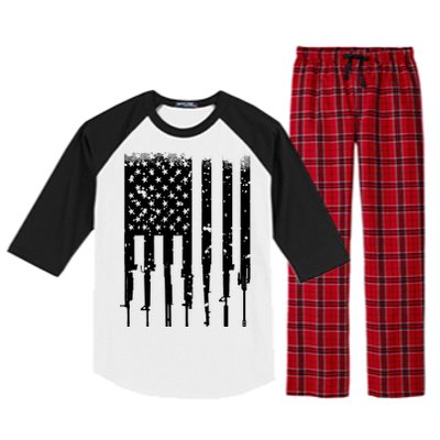 Bullet Riddled American Rifle Flag Raglan Sleeve Pajama Set