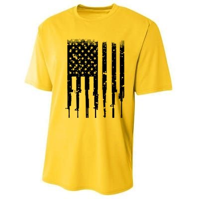 Bullet Riddled American Rifle Flag Performance Sprint T-Shirt