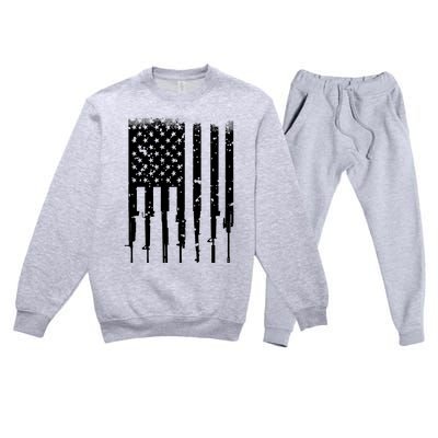 Bullet Riddled American Rifle Flag Premium Crewneck Sweatsuit Set