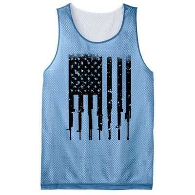 Bullet Riddled American Rifle Flag Mesh Reversible Basketball Jersey Tank