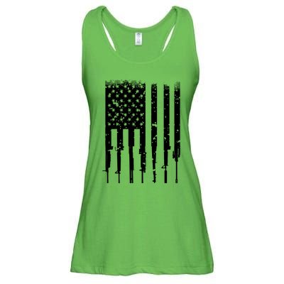 Bullet Riddled American Rifle Flag Ladies Essential Flowy Tank