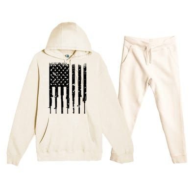 Bullet Riddled American Rifle Flag Premium Hooded Sweatsuit Set