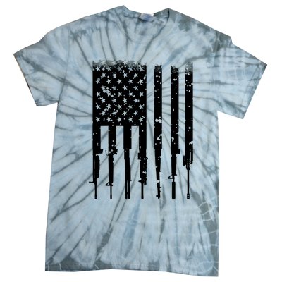 Bullet Riddled American Rifle Flag Tie-Dye T-Shirt