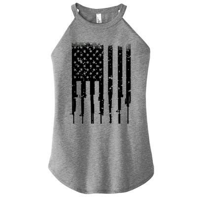 Bullet Riddled American Rifle Flag Women’s Perfect Tri Rocker Tank