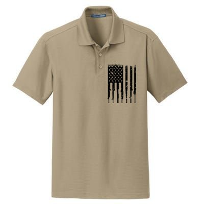 Bullet Riddled American Rifle Flag Dry Zone Grid Polo