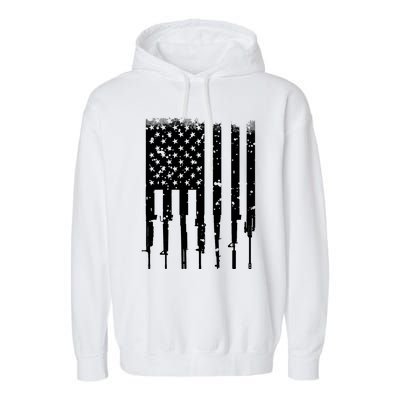 Bullet Riddled American Rifle Flag Garment-Dyed Fleece Hoodie