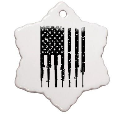 Bullet Riddled American Rifle Flag Ceramic Star Ornament