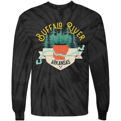 Buffalo River Arkansas National Park River Floating Kayak Tie-Dye Long Sleeve Shirt