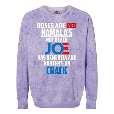 Biden Roses Are Red Kamala Not Black Joe Colorblast Crewneck Sweatshirt