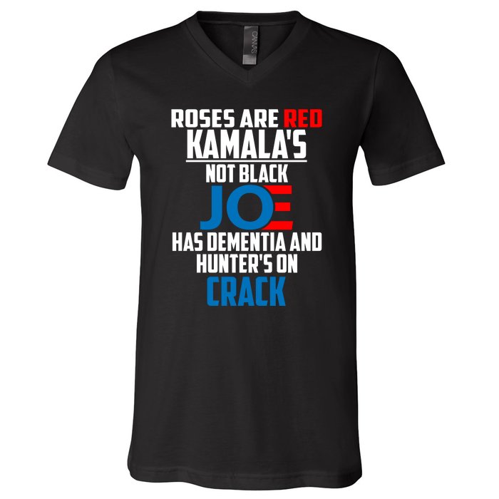 Biden Roses Are Red Kamala Not Black Joe V-Neck T-Shirt